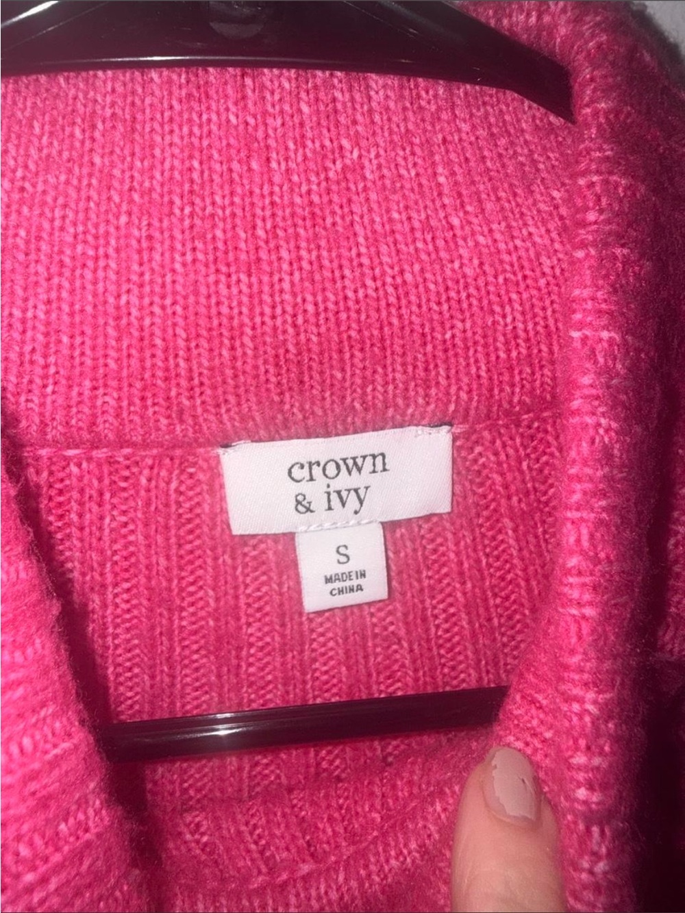 crown & ivy Cable Knit Mock Neck Sweater - Raspberry - Picture 3 of 5